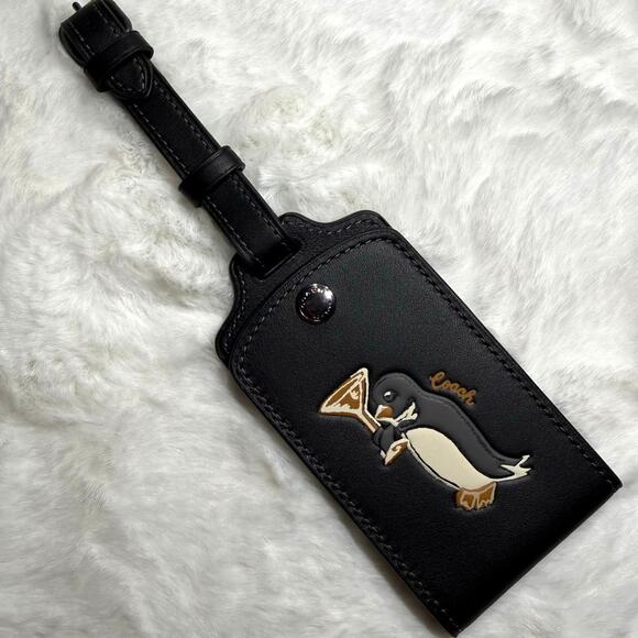 NWT COACH Luggage Tag With Penguin Print - Picture 1 of 3